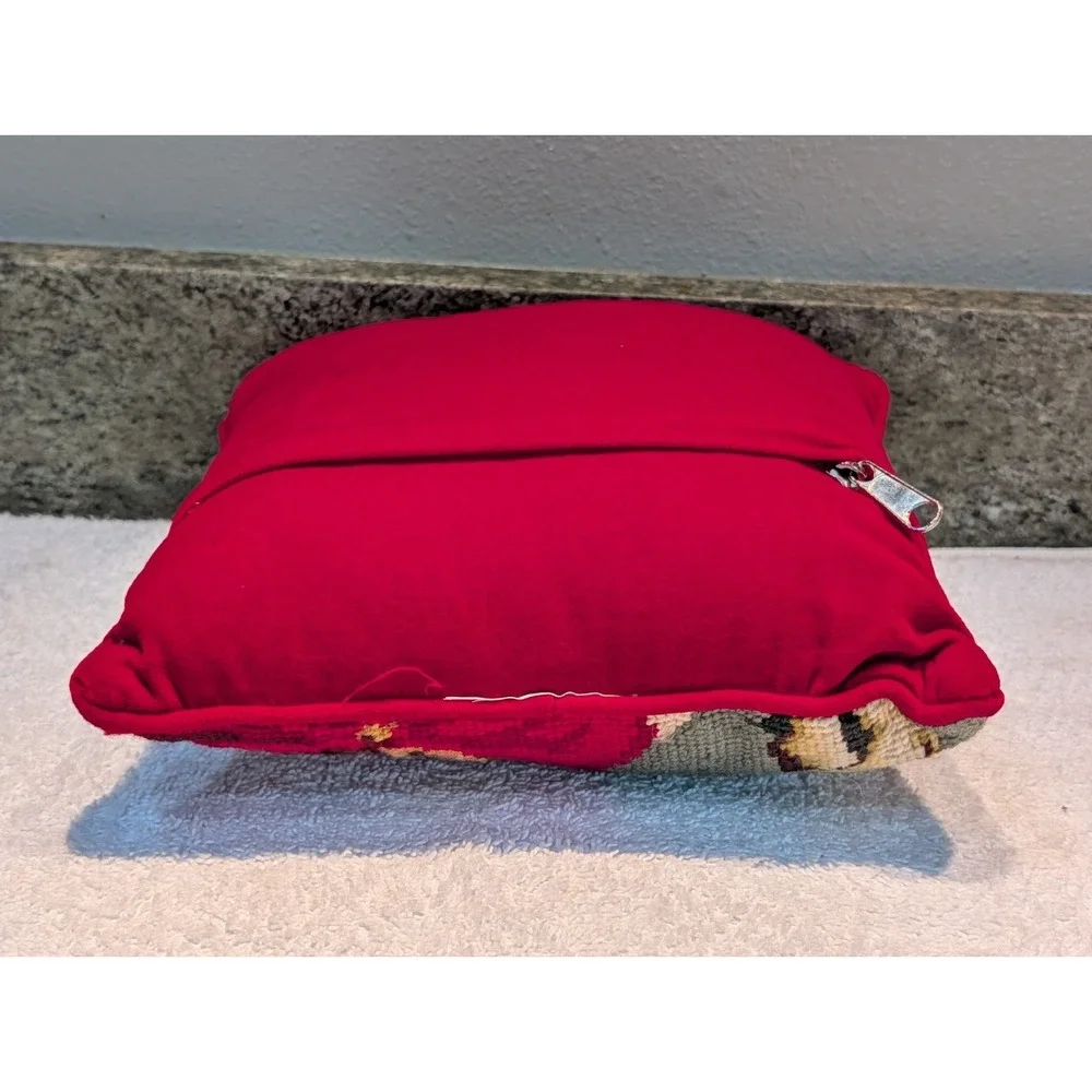 Christmas Santa Claus Dog Coca-Cola Needlepoint throw Pillow Velvet 9